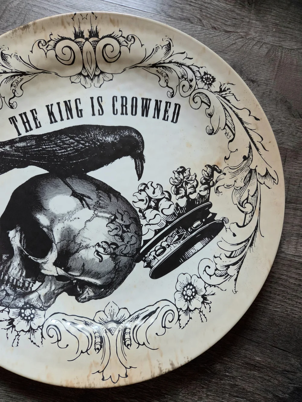 Huge Gothic Skull & Raven Decorative Serving Platter Halloween Tableware